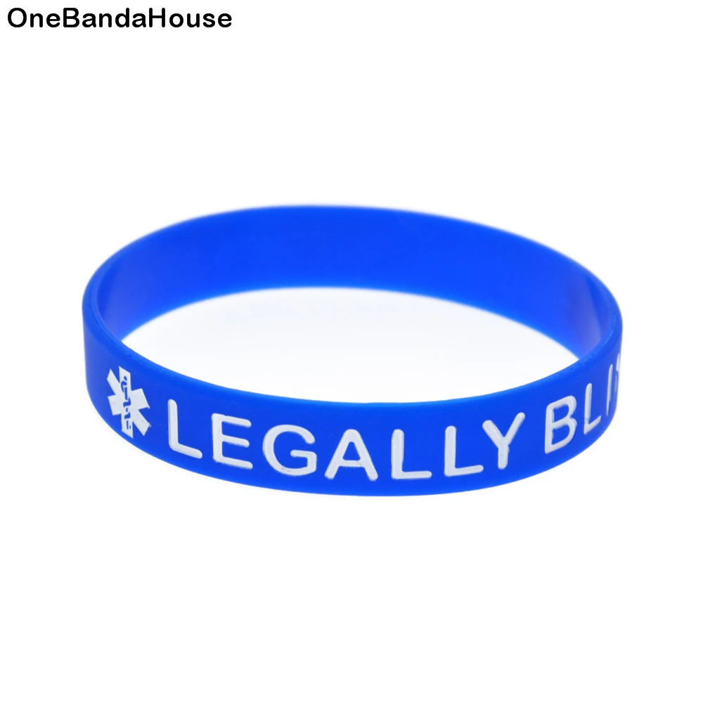 

OneBandaHouse 50PCS/Lot Medical Bracelet Legally Blind Silicone Wristband Carry This Message As A Reminder in Daily