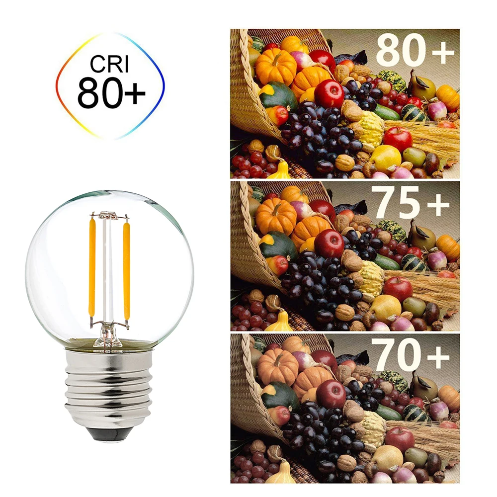 12V- 24V DC AC 1W E27 LED COB Filament Light Bulb G40 Warm White 2700K LED Lamp Low Voltage Retro Edison 12V Bulbs Replace 10W