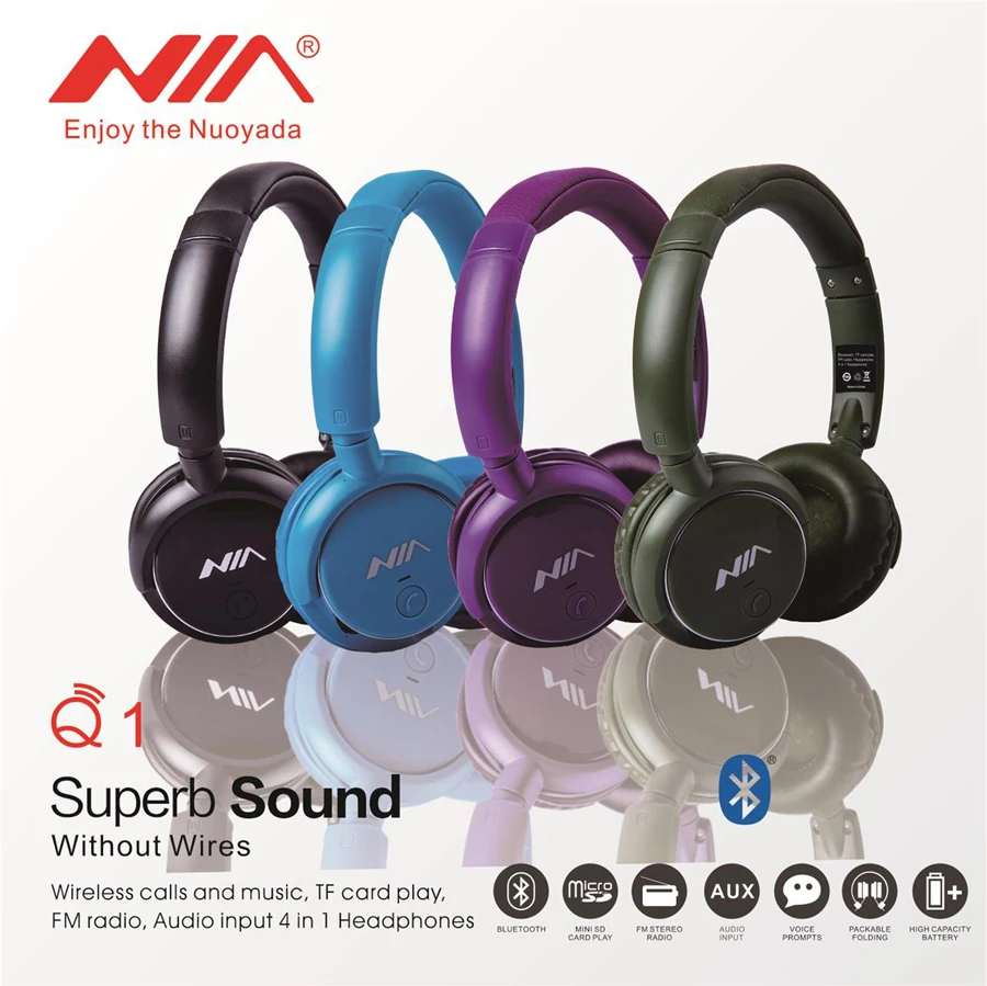 Беспроводные наушники вкладыши NIA Q1 Bluetooth управление через приложение Micro SD/TF