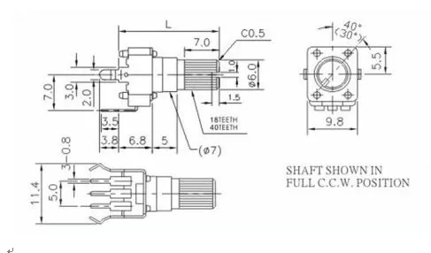 Adjustable Resistor 1K 2K 5k 10K 20K 50K 100K 200k 500k 1M Handle 7mm/12mm RV09 Vertical Adjustable Potentiometer 20PCS