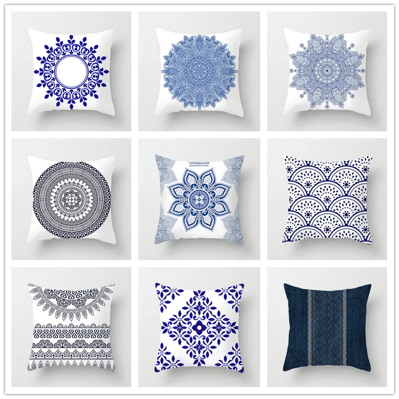 

Printed Mandala Pillow Case Square 45cm*45cm Polyester Throw Pillowcase Home Decorative