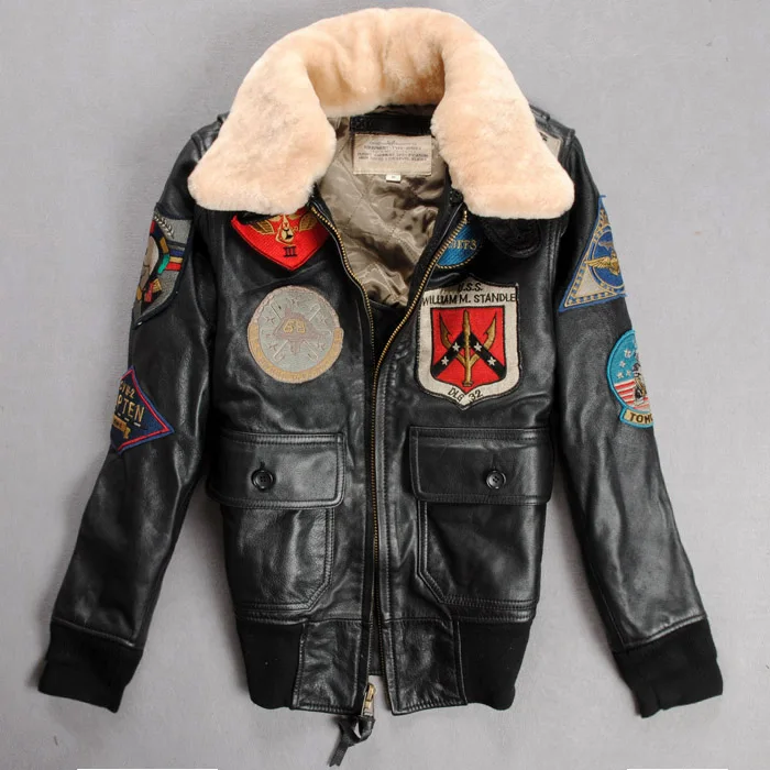 Летные куртки ВВС, мотоциклетная куртка из натуральной кожи, Женское пальто из коровьей кожи, куртка-бомбер с меховым воротником