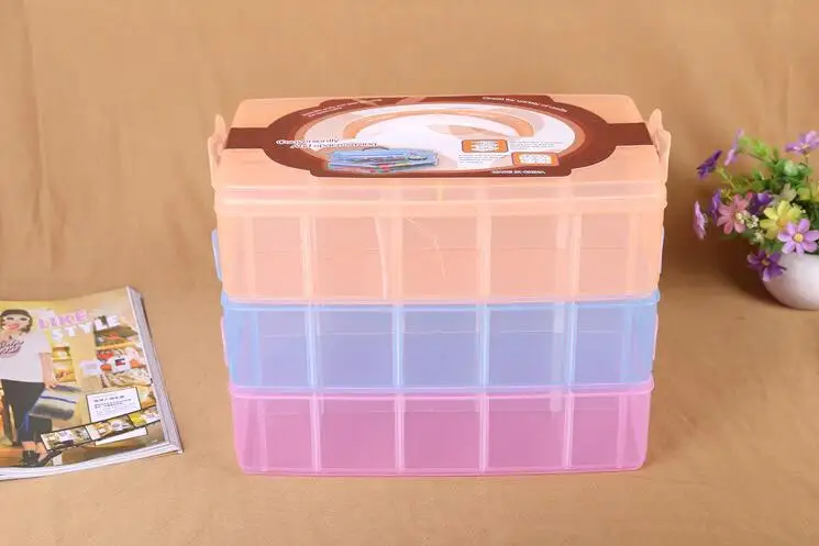 Многофункциональная большая трехслойная съемная пластиковая коробка для хранения косметики коробка для хранения ювелирных изделий - Цвет: Multicolor