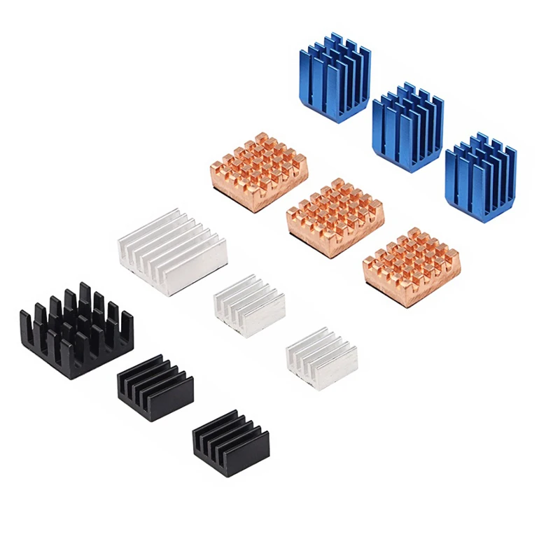 

12 in 1 Raspberry Pi 3 Model B+ Plus Heat Sinks Copper + Aluminum Heat Sink Heat Dissipation Pad CPU ROM WLAN Cooling Pad