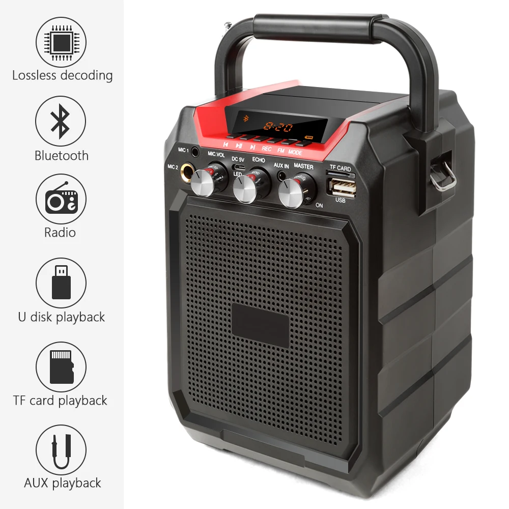 

Ituf Portable Bluetooth Speaker Wireless 3D Sound System Stereo Music Subwoofer Support AUX FM TF Microphone Remote Control