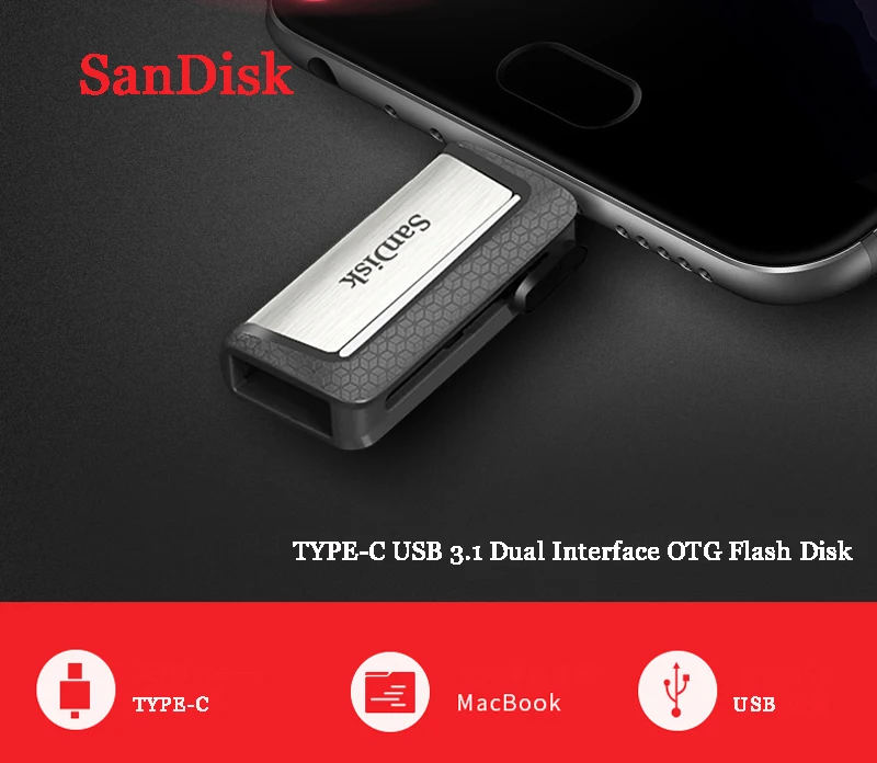 SanDisk TYPE-C USB3.1 двойной интерфейс OTG флэш-диск экстремально высокая скорость PenDrives 32GB 64GB 128GB Memory Stick SDDDC2 Flash Drive