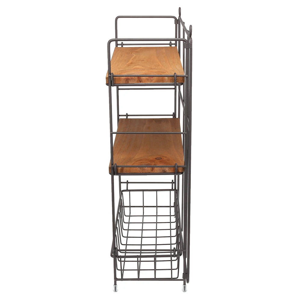 Durable 3 Layer Iron Art Storage Rack Holder Removable Kitchen Storage Rack Fridge Side Shelf Bathroom Organizer