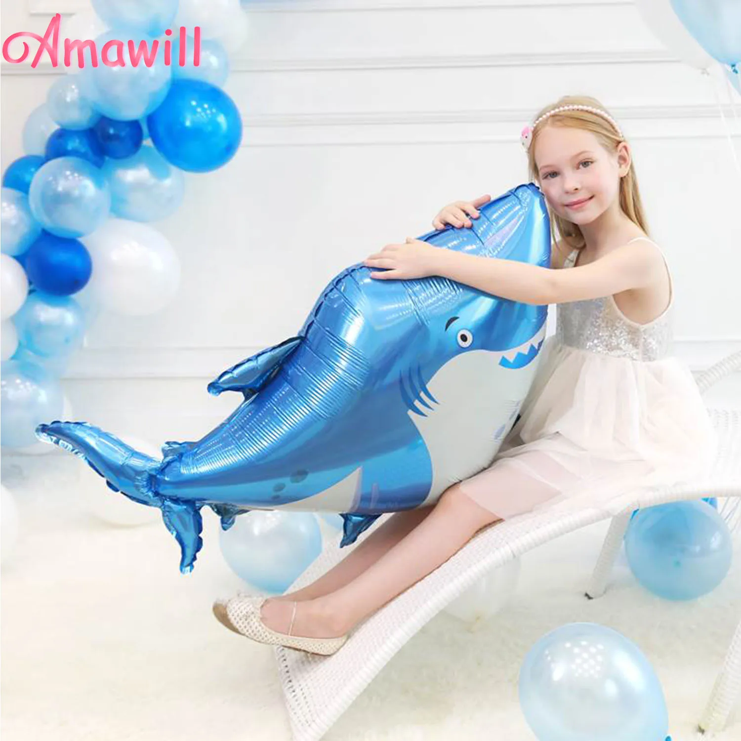 

Amawill 1pc Sea Shark Whale Dolphin Mermaid Foil Balloon For Children Birthday Party Supplies Baby Shower Decoration Kids Toy 8D