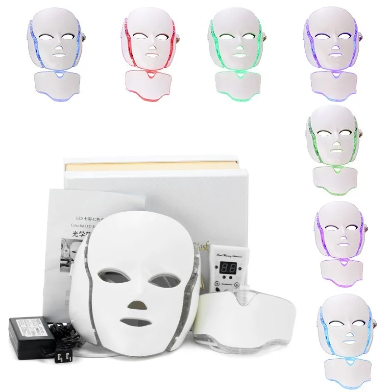 7 цветов Светодиодная маска для лица и шеи с фотонной светодиодной подсветкой|mask