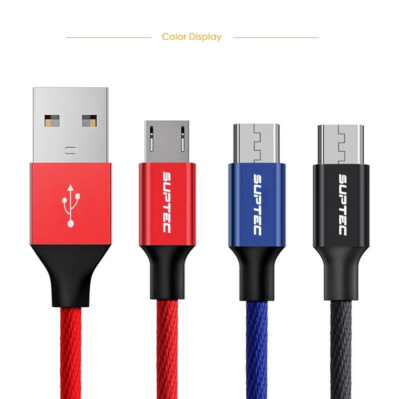 SUPTEC зарядный кабель в нейлоновый оплетке с разъемом Micro USB универсальный кабель для быстрой зарядки и передачи данных для samsung Galaxy S7 S6 S5 Xiaomi Huawei Android телефон 2 м