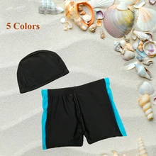 Новинка года, одежда для купания для детей, детские плавки для мальчиков, шорты-боксеры с шапочкой для плавания, пляжные плавки для мальчиков, пляжные шорты для мальчиков