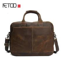 AETOO Ретро crazy horse кожаная мужская сумка Портативная Компьютерная сумка мужская сумка кожаный мужской портфель, плечевая сумка