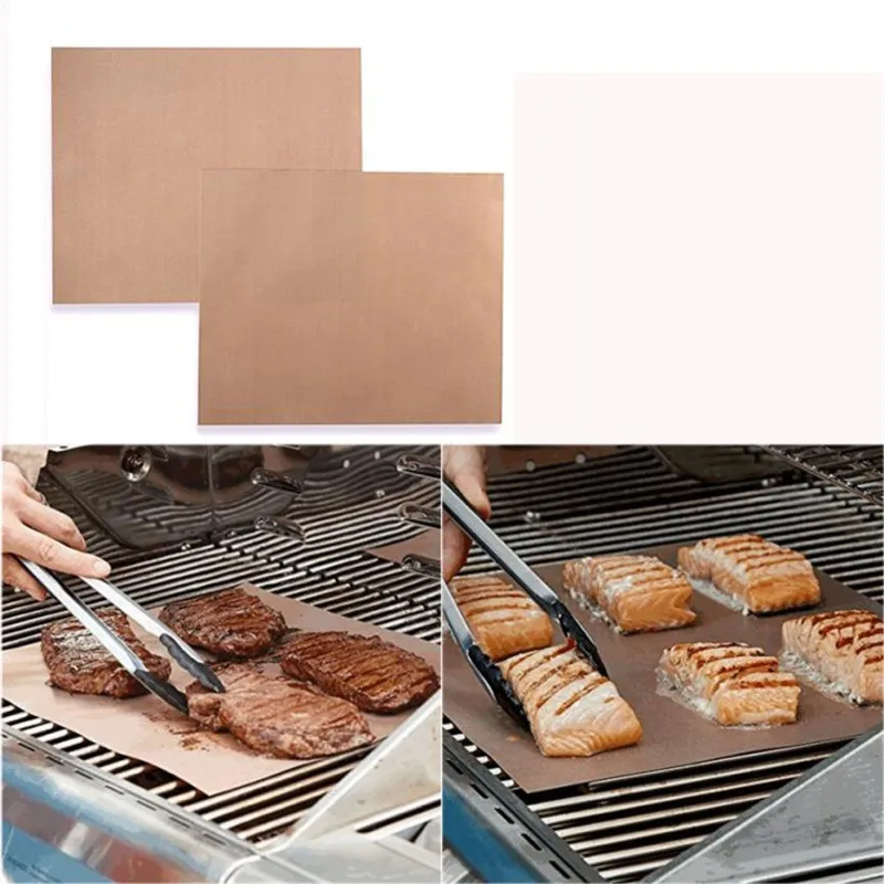 2pcs lot Kitchen Copper Chef Grill and Bake Mats Outdoor BBQ Tools