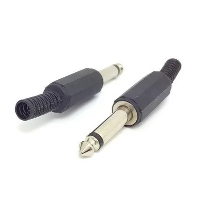 

6.35mm 1/4" Male Plug Mono Jack Plug Plastic Handle Head Audio Connector Adapter ,Solder type 10pcs , Free shipping