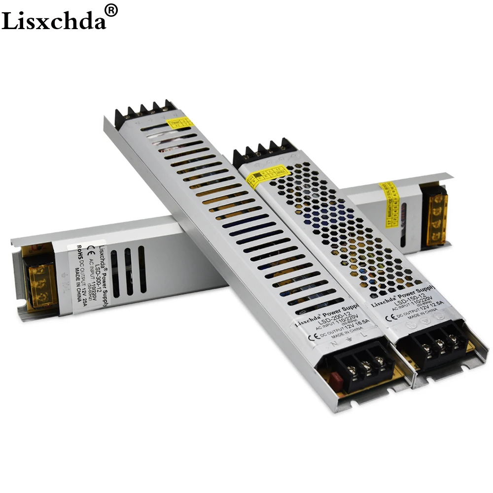 

Ultra Thin LED Power Supply DC12V Lighting Transformers 200W 300W AC110-240V Driver For LED Strips