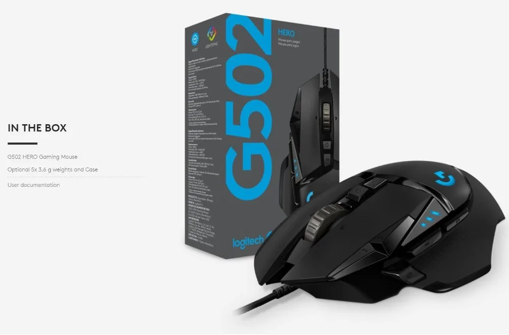 Logitech(G) G502 Hero master game mouse полная линия обновления Hero engine 16000 точек/дюйм RGB glare G502 RGB обновление