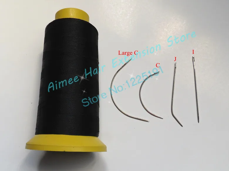 Weaving Threads for machine weft hair extension professional hair accessories Tools D.brown 1pcs hair needle lines 4type as gift