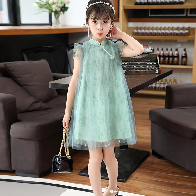 

Summer New Fashion Girls Dress Kids Retro Shawl Dress Children Fairy Princess Dresses 3-12T
