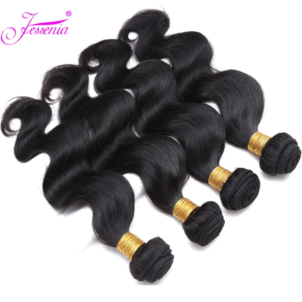 Перуанские пучки волнистых волос, пучки человеческих волос, волосы remy, ткет, 4 пучка, натуральный черный, двойной уток, не линяет
