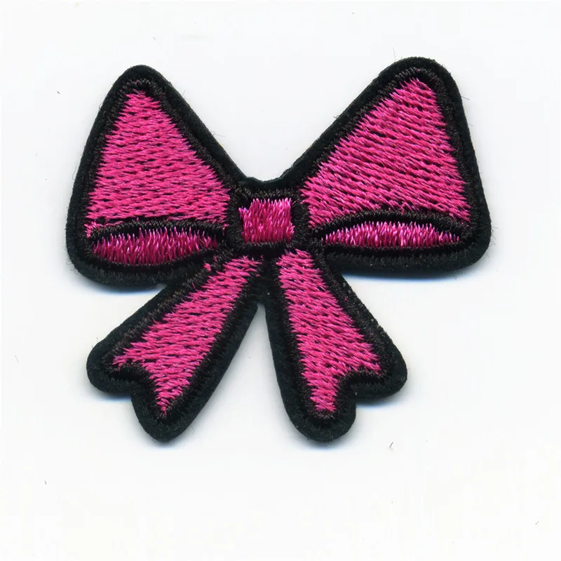 10Pcs 4.2*3.8 DIY Embroidered Patches Pink Bow Tie Bowknot Embroidery Iron On Sew Fabric Sticker For Clothes Parche Ropa | Дом и сад