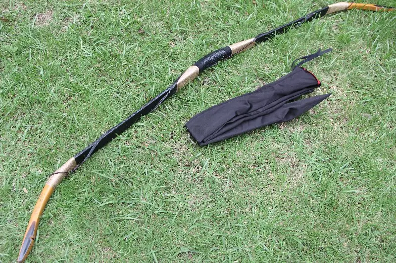 С высоким качеством! Ручной работы из коровьей кожи LONGBOW с рогом на наконечниках