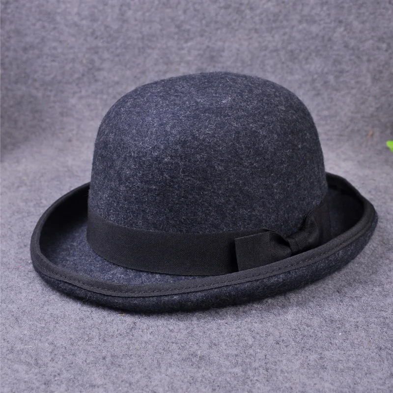Шерстяная мужская шляпа Bailey ofголливудская фетровая шляпа для джентльмена, крушенная шляпа Hantom lr Amir Khan Bowler, роскошные шляпы Billycock - Цвет: Dark Gray
