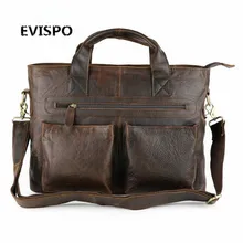2017 Crazy Horse Genuine Leather Men Bag Men Messenger Bags Vintage Business Briefcases Laptop Bags Men’s Leather Laptop Bag MVA