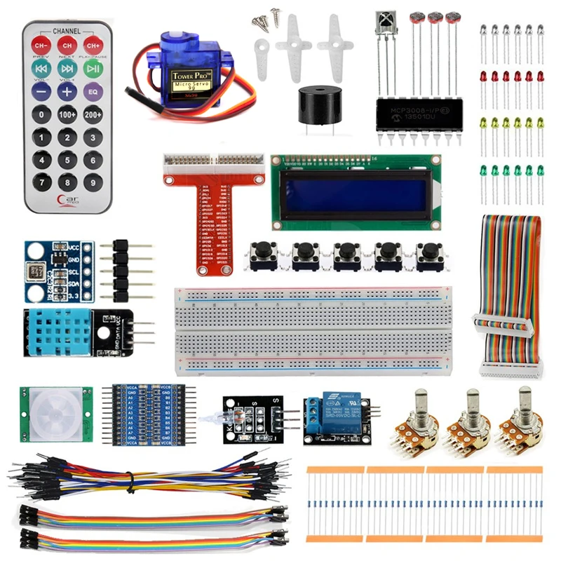 Image Raspberry Pi 3 Starter Kit Ultimate Learning Suite 1602 LCD SG90 Servo LED Relay Resistors