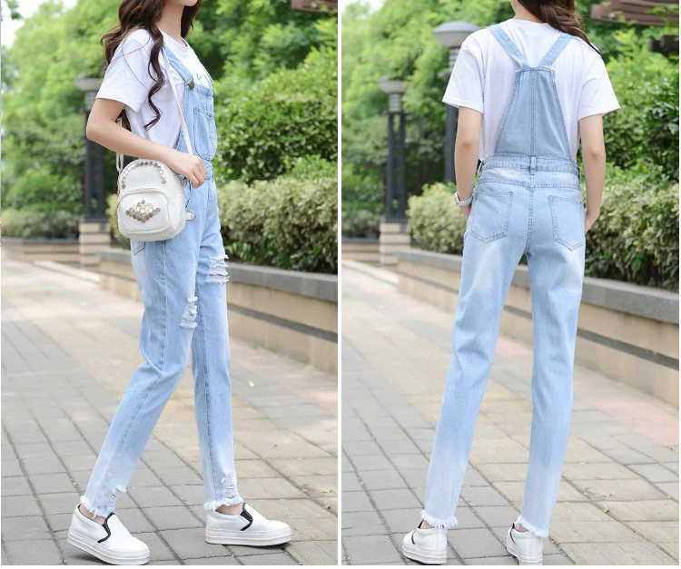 2017 Summer Cave Cowboy Strap Pants Women Nine Pants Loose College Wind students Slim thin pants summer (13)