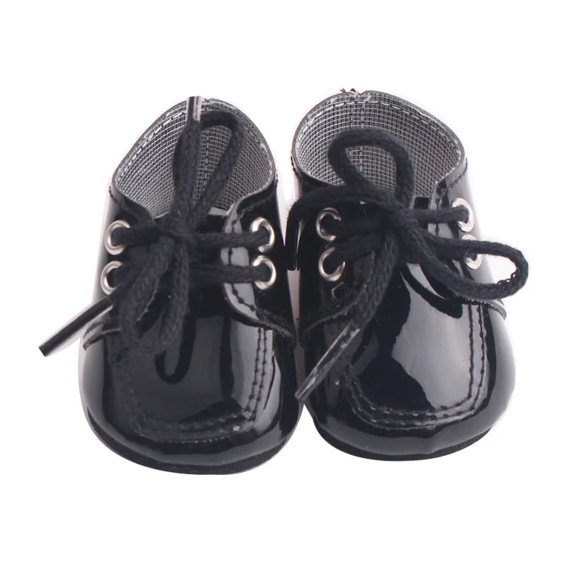 43 см Детские куклы обувь для новорожденных модная черная обувь из искусственной кожи с кружевами детские игрушки подходят американским 18 дюймовым девочкам кукла g10