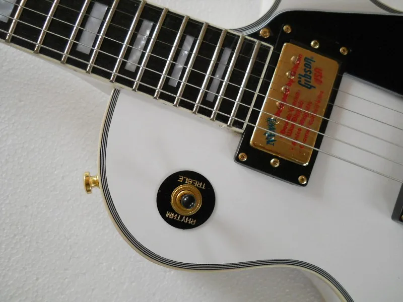 

Free shipping---New arrival Pearl chibson white color guitarra G-Custom LP Electric Guitar guitars china