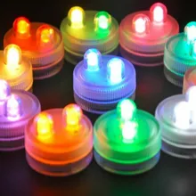 50 шт. Водонепроницаемый Погружные Светодиодные Tealight 11 Цвета Мини светодиодный Батарея для свадьбы центральным RGB праздник Освещение ваза лампа