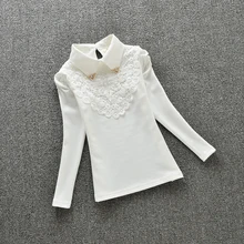 Новинка года; осенняя одежда для маленьких девочек; детская одежда; школьная блузка для девочек; хлопковая Детская рубашка; Кружевные блузы; детская одежда; 2 цвета