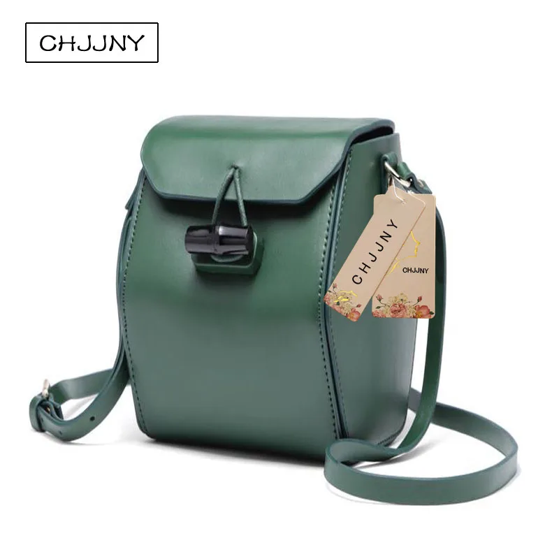 

CHJJNY Korean new simple style genuine leather customized vintage women geometry messenger bags