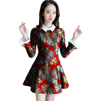 

Fashion African print Women Dresses Custom Made Dashiki Print Clothes African Clothing Turn-down Collar Dress Party Costume