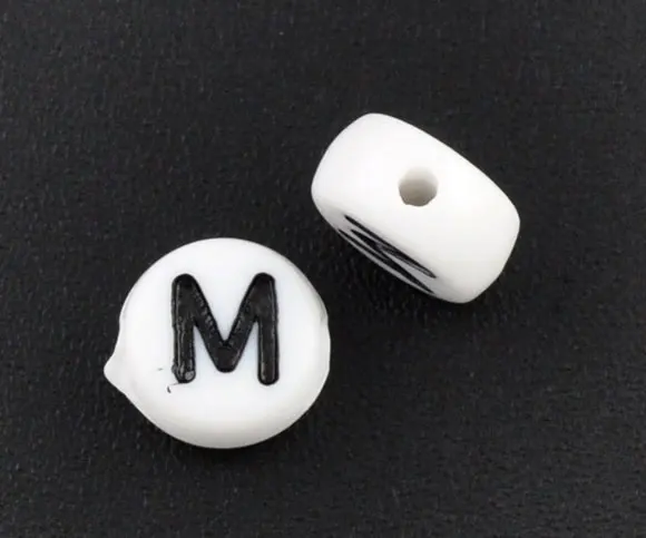 

DoreenBeads Acrylic Spacer Beads Flat Round White Letter Pattern About 7mm( 2/8") Dia, Hole: Approx 1mm, 60 PCs new