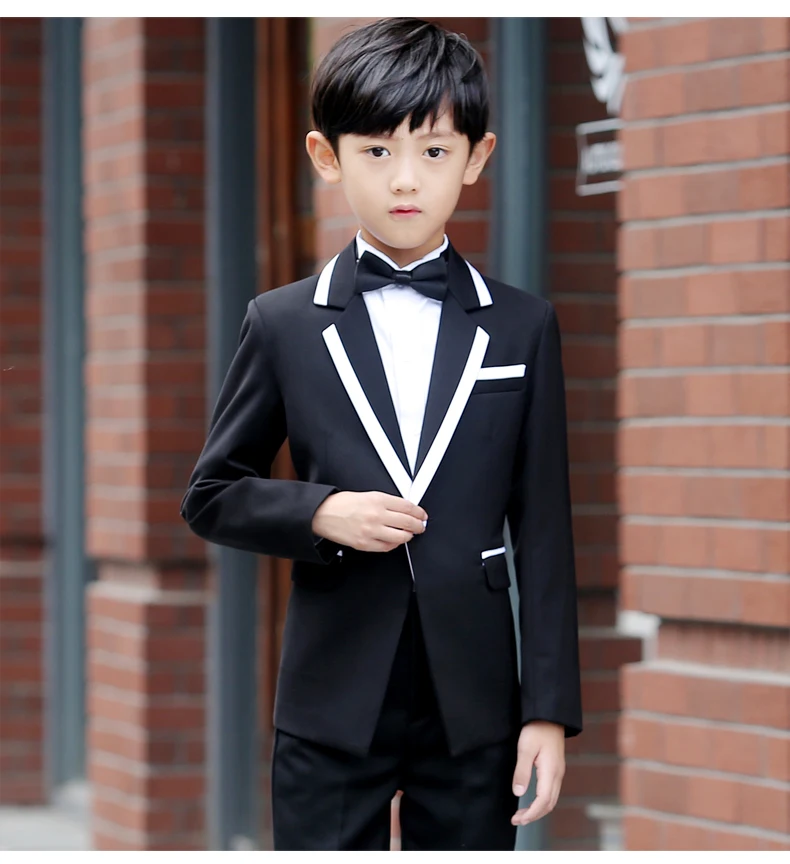 Блейзеры для мальчиков, костюмы для официальных вечеринок г. Черно-белый костюм вечернее детское Причастие, большой размер, От 2 до 16 лет для подростков