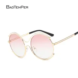 Badtemper ретро круглые очки Марка солнцезащитные очки металлический каркас с поляризованными металл ретро очки блестящие тонировки линз