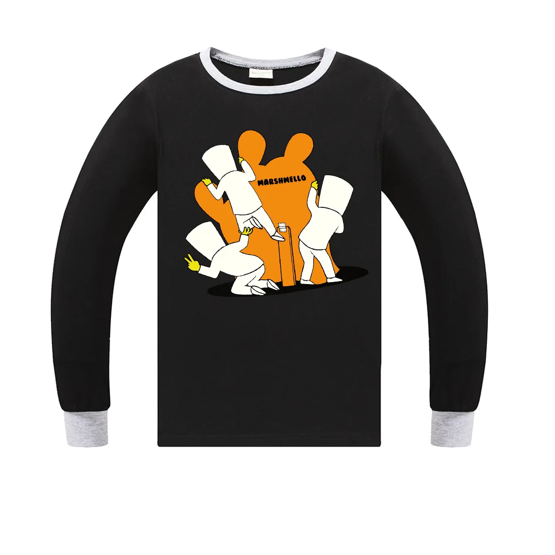 

Children's Long Sleeve T-Shirt DJ Music Marshmello Clothing Fashion Boy t-shirts Spring Girl Grey Shirt Kids fortnight Clothing