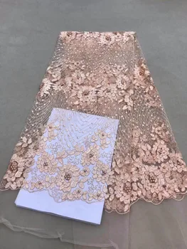 

African French Lace Fabric High Quality African Beaded Lace Fabric With For Wedding Dress Pearl Beaded Fabric