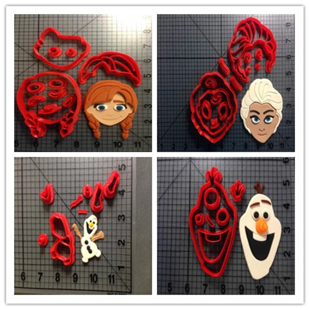 

Popular Film Character Girl Snowman And Skirt Cake Decoration Tools Custom Made 3D Printed Fondant Cookie Cutter Kitchen Tool