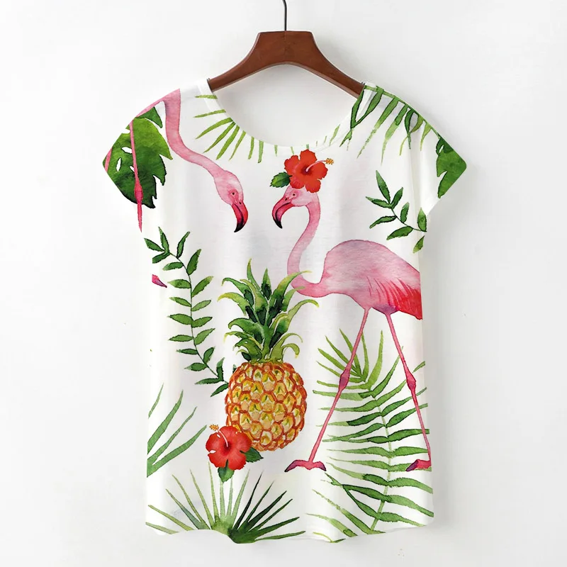 2018 verano Flamingo Camisetas Casual o-cuello de un solo lado impreso camiseta Tops Harajuku divertida Mujer Camisetas Mujer camiseta Mujer 2018 verano Flamingo Camisetas Casual o-cuello de un solo lado impreso camiseta Tops Harajuku divertida Mujer Camisetas Mujer camiseta Mujer