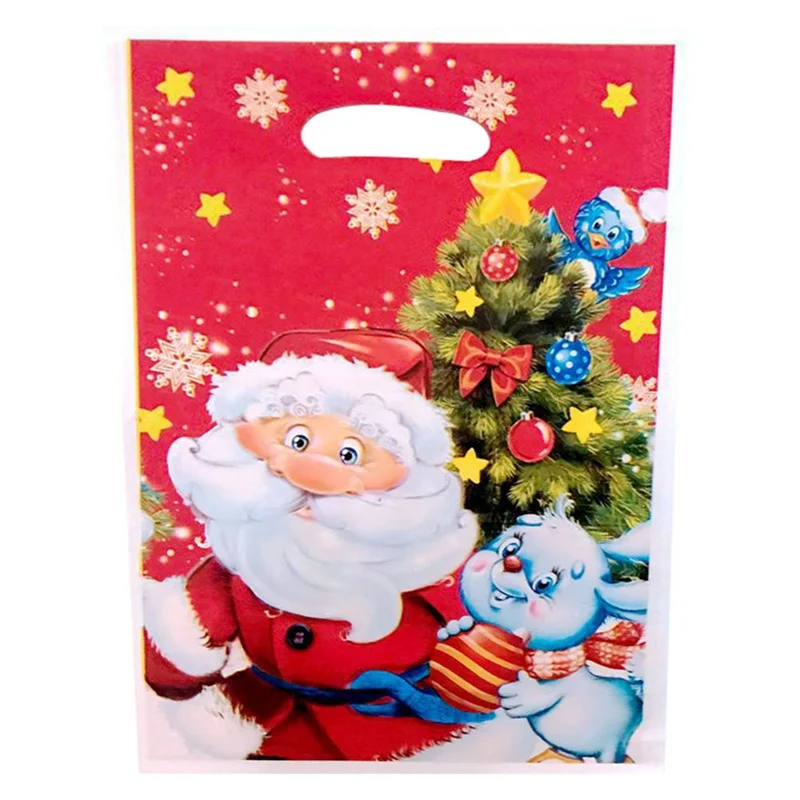 

10pcs/Pack Christmas Gift Plastic Bags Gift Package Bag Christmas Supplies