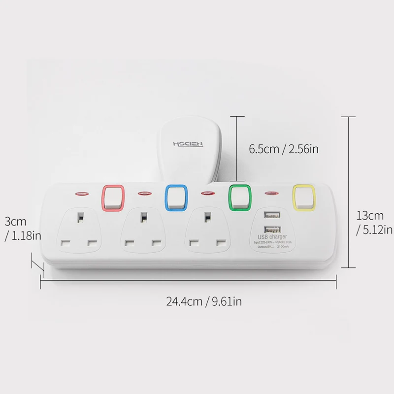 Английская электрическая вилка с несколькими настенными розетками, usb-порты, Удлинительный адаптер, Индивидуально переключаемые розетки 13А 250 В