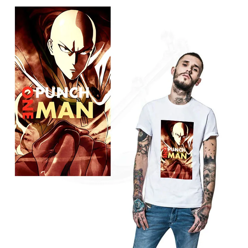 

Popular anime ONE PUNCH-MAN Patch for clothing 32*18 cm iron on patches Diy T-shirt thermal transfer poster sticker
