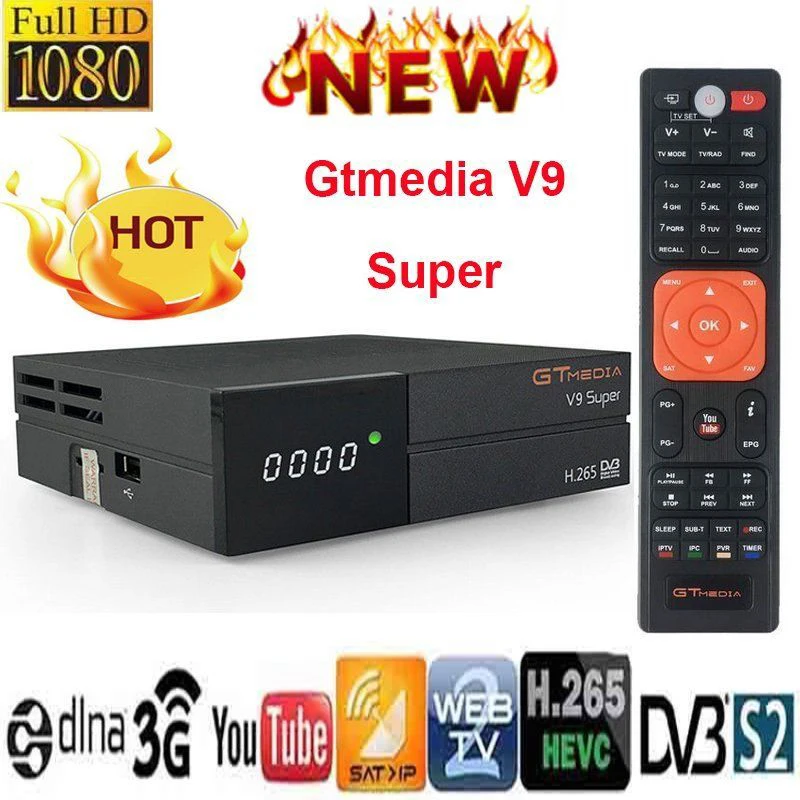 

GTMedia V9 Super Full HD DVB-S2 Satellite Receiver 1 Year Europe Cccam Cline Same Freesat V8 nova Upgrade From Freesat V9 Super