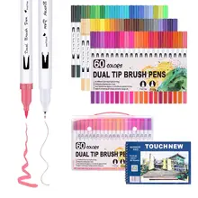 60 цветов Акварельная кисть 2 мм наконечник и 0,4 мм тонкий наконечник двойной наконечник художественные маркеры