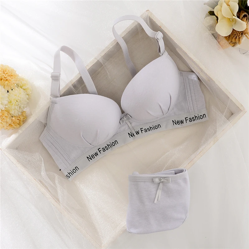 

Free shipping!!!Special beauty!!!Pure cotton Letter edge decoration Pure sports soft Super comfort Push up Wire Free bra set