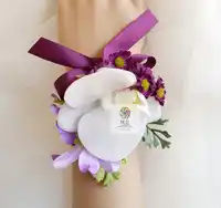 5Pcs/Lot Handmade Real Touch Moth Orchid Flower Wedding Party Prom Bridal Mother Bridesmaid Hand Wrist Flower Women Corsage