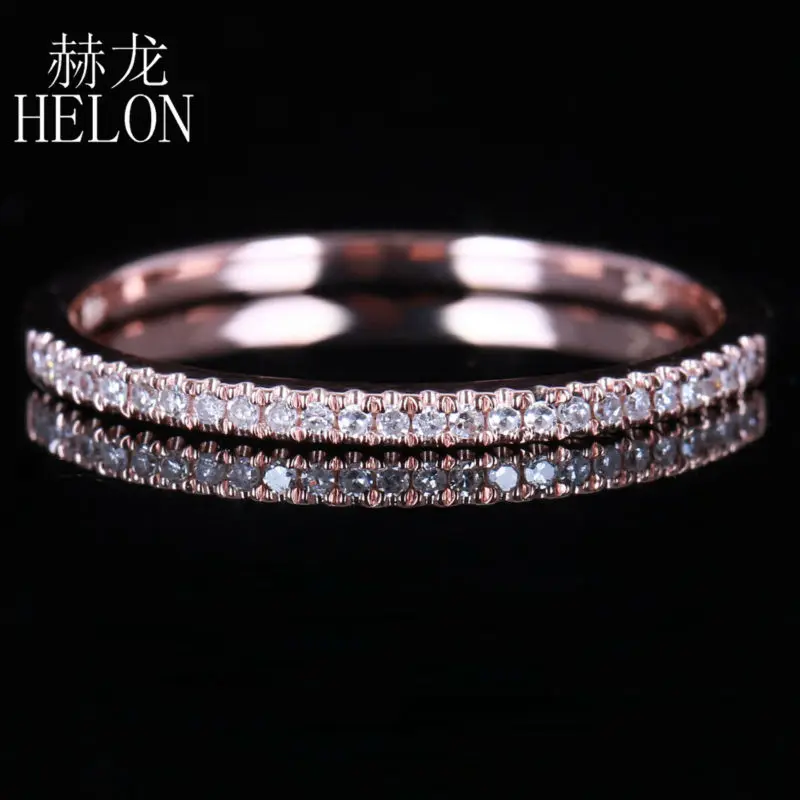 Кольцо HELON Half Eternity, одноцветное, 10 к, розовое золото, 0.1CT, натуральный бриллиант, для женщин, обручальное кольцо, классика, хорошее ювелирное изделие, подарок, вечерние